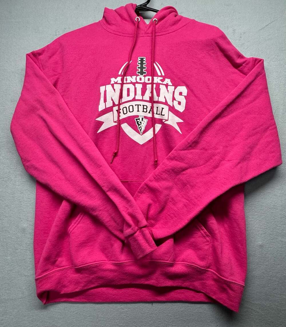Minooka Indians Football Pink Pullover Hoodie